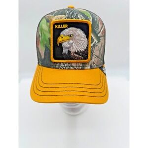 NWT Goorin Bros The Farm Snapback Trucker Hat "Killer" Eagle Eyed Camo/Yellow